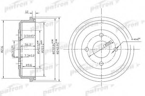 Тормозной барабан PDR1533 PATRON