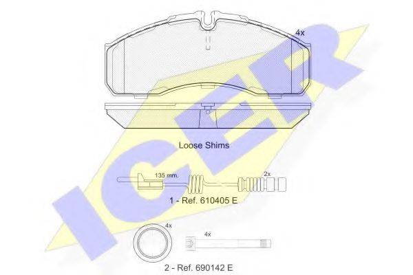 Комплект тормозных колодок, дисковый тормоз 141499-203 ICER