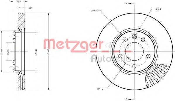 Тормозной диск 6110583 METZGER