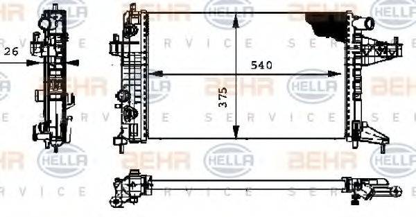 Радиатор, охлаждение двигателя 8MK 376 714-351 HELLA