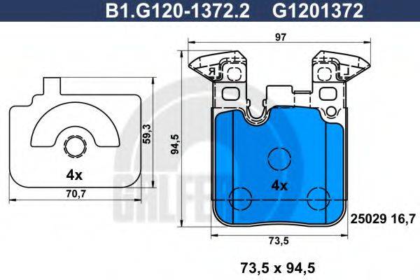 Комплект тормозных колодок, дисковый тормоз B1.G120-1372.2 GALFER