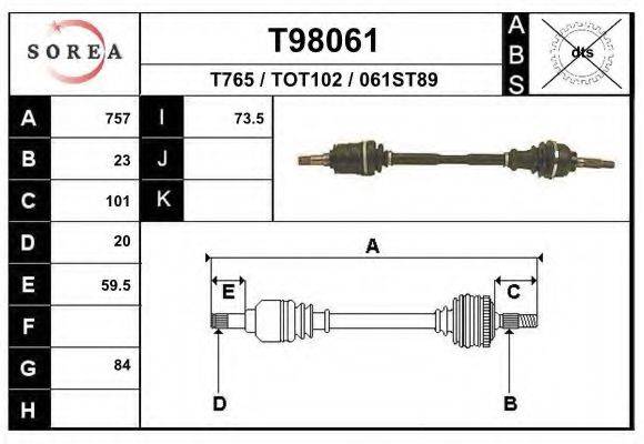 Приводной вал T98061 EAI