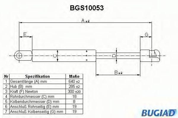 Газовая пружина, крышка багажник BGS10053 BUGIAD