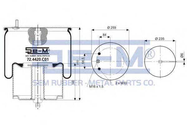Баллон пневматической рессоры 72.4420.C01 SEM LASTIK