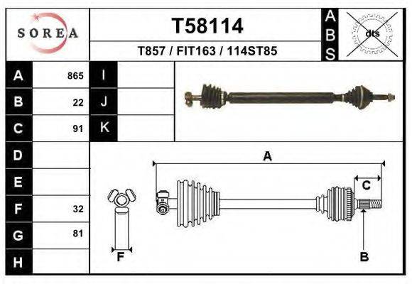 Приводной вал T58114 EAI