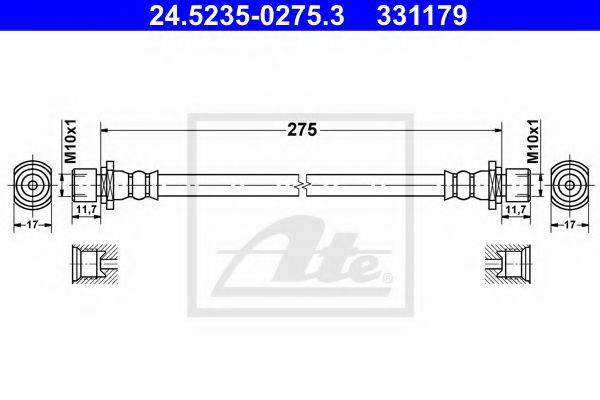 Тормозной шланг T 83 017 BREMBO