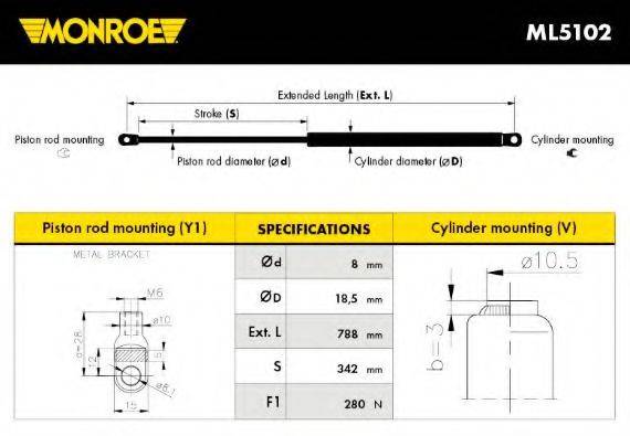 Газовая пружина, капот 12-0062 MAXGEAR