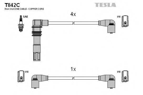 Комплект проводов зажигания T842C TESLA