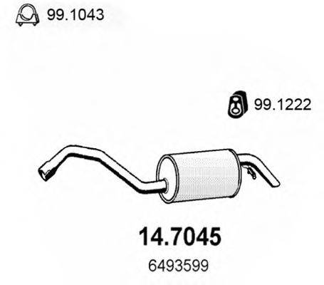 Глушитель выхлопных газов конечный 14.7045 ASSO