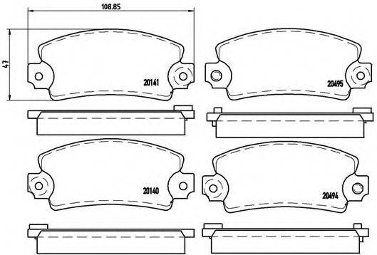 Комплект тормозных колодок, дисковый тормоз P 68 001 BREMBO