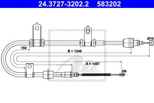 Трос, стояночная тормозная система 24.3727-3202.2 ATE