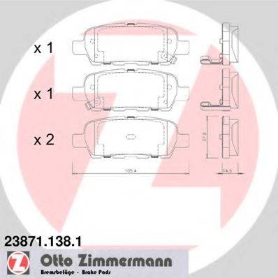 Комплект тормозных колодок, дисковый тормоз 23871.138.1 ZIMMERMANN