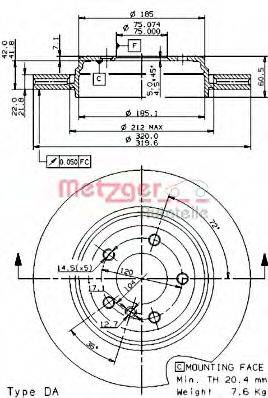 Тормозной диск 24936 V METZGER