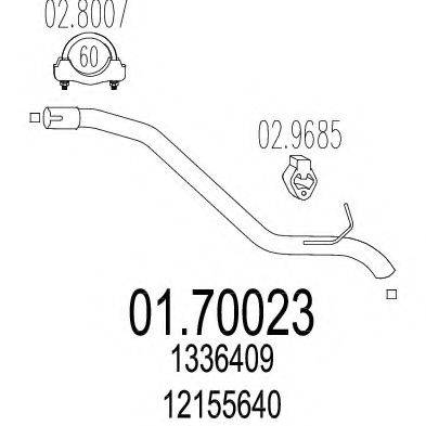 Труба выхлопного газа 01.70023 MTS
