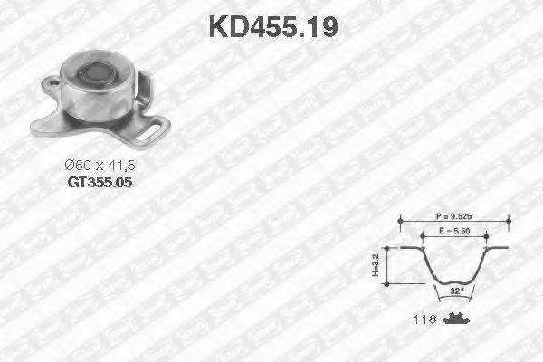 Комплект ремня ГРМ KD455.19 SNR