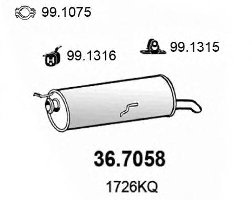 Глушитель выхлопных газов конечный 36.7058 ASSO