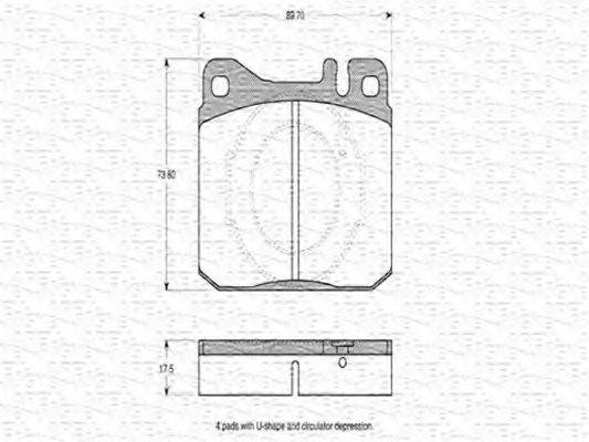 Комплект тормозных колодок, дисковый тормоз 363702160160 MAGNETI MARELLI