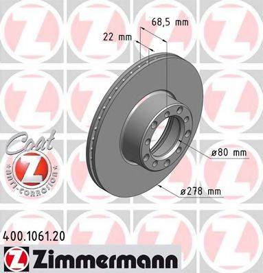 Тормозной диск 400.1061.20 ZIMMERMANN