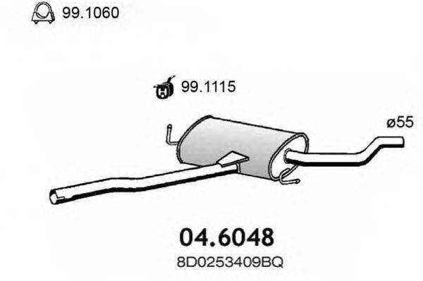 Средний глушитель выхлопных газов 04.6048 ASSO