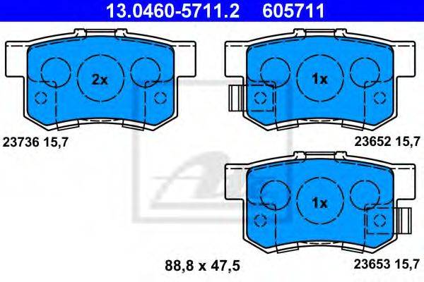 Комплект тормозных колодок, дисковый тормоз 13.0460-5711.2 ATE