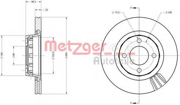 Тормозной диск 6110305 METZGER