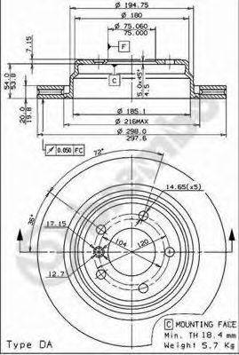 Тормозной диск задний 09.6841.11 BREMBO