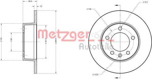 Тормозной диск 6110201 METZGER