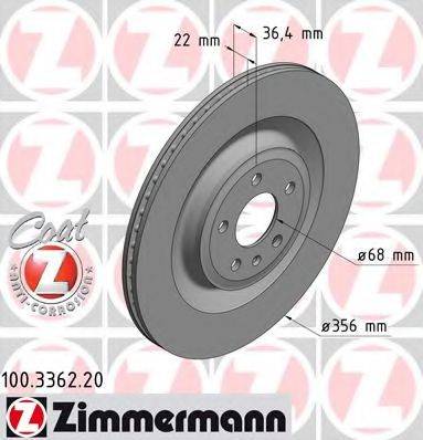 Тормозной диск 100.3362.20 ZIMMERMANN Тормозной диск 100.3362.20 ZIMMERMANN