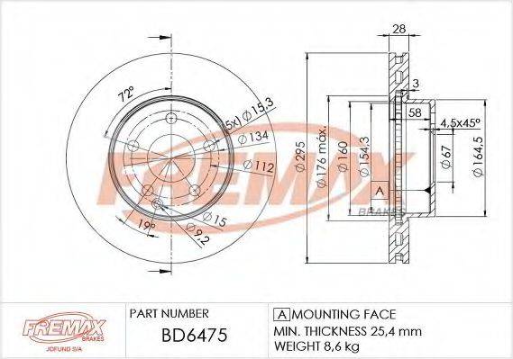 Тормозной диск BD-6475 FREMAX
