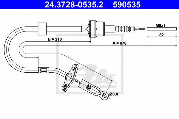 Трос, управление сцеплением 24.3728-0535.2 ATE