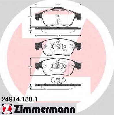 Комплект тормозных колодок, дисковый тормоз 24914.180.1 ZIMMERMANN