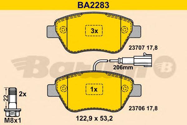 Комплект тормозных колодок, дисковый тормоз BA2283 BARUM