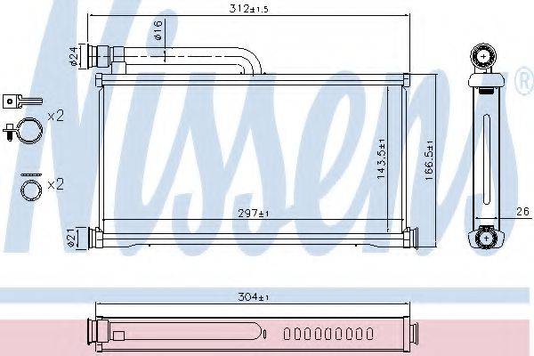 Теплообменник, отопление салона 70233 NISSENS