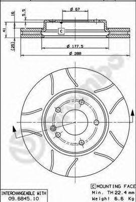 Тормозной диск 09.6845.75 BREMBO