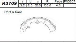 Комлект тормозных накладок K3709 ASIMCO