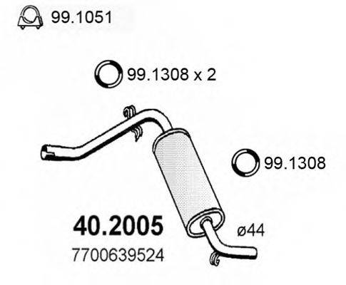 Предглушитель выхлопных газов 40.2005 ASSO