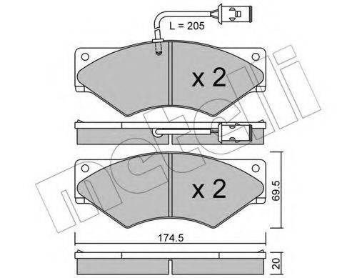Комплект тормозных колодок, дисковый тормоз 22-0849-0 METELLI