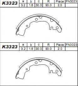 Комлект тормозных накладок K3323 ASIMCO