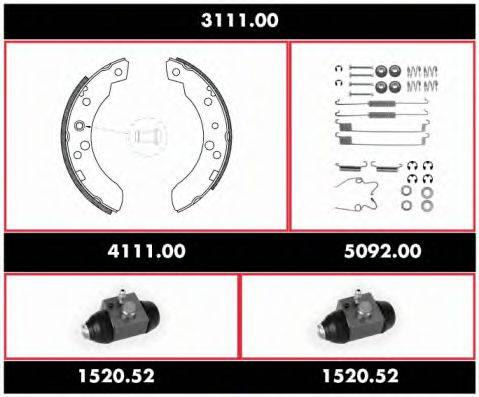 Комплект тормозов, барабанный тормозной механизм 3111.00 WOKING