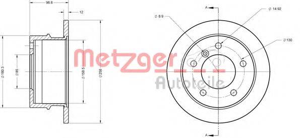 Тормозной диск 6110368 METZGER