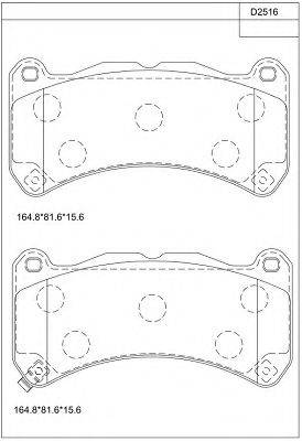 Комплект тормозных колодок, дисковый тормоз KD2516 ASIMCO