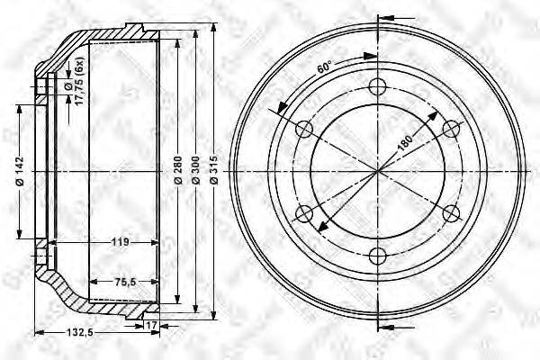 Тормозный барабан 6026-2509-SX STELLOX