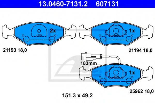 Комплект тормозных колодок, дисковый тормоз 13.0460-7131.2 ATE