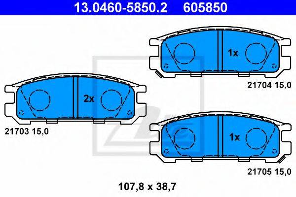 Комплект тормозных колодок, дисковый тормоз 13.0460-5850.2 ATE