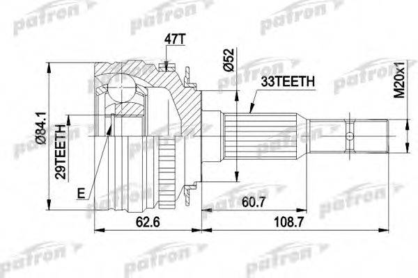 Шарнирный комплект, приводной вал PCV1279 PATRON