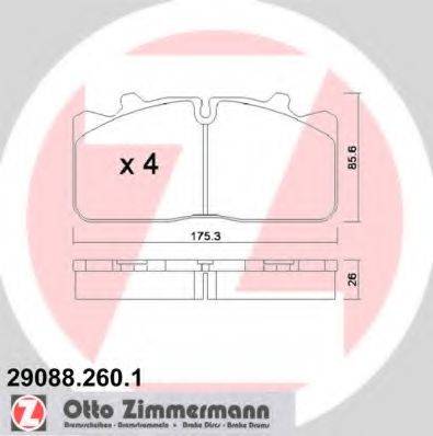 Комплект тормозных колодок, дисковый тормоз 29088.260.1 ZIMMERMANN