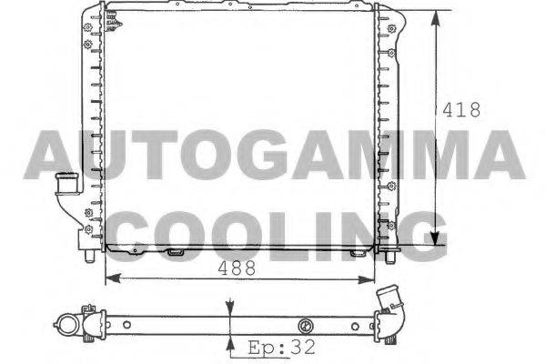 Радиатор, охлаждение двигателя 100460 AUTOGAMMA