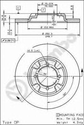 Тормозной диск 08.3109.10 BREMBO