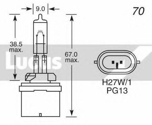 Лампа накаливания, противотуманная фара LLB880 LUCAS ELECTRICAL