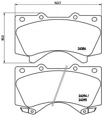 Комплект тормозных колодок, дисковый тормоз P 83 107 BREMBO